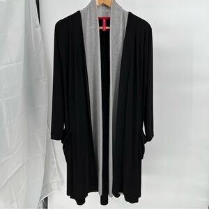 IC By Connie K Womens Jacket Cardigan Size XL Flowy Lagenlook Layered Knit Black